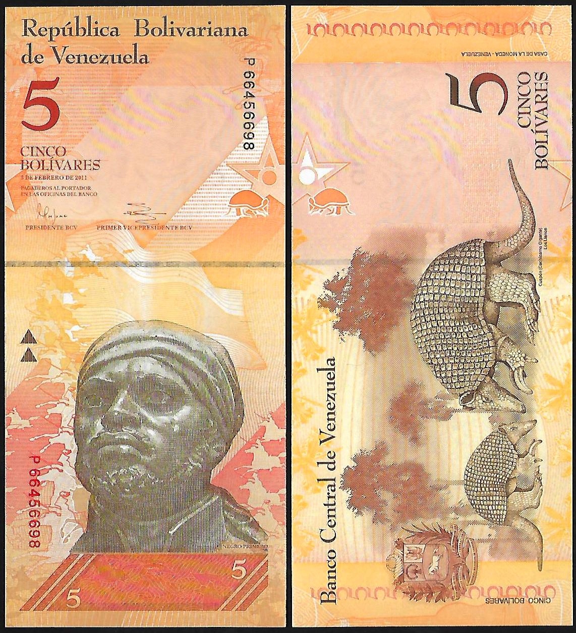 * WENEZUELA 5 bolivares 2011 P-89 ** stan UNC **
