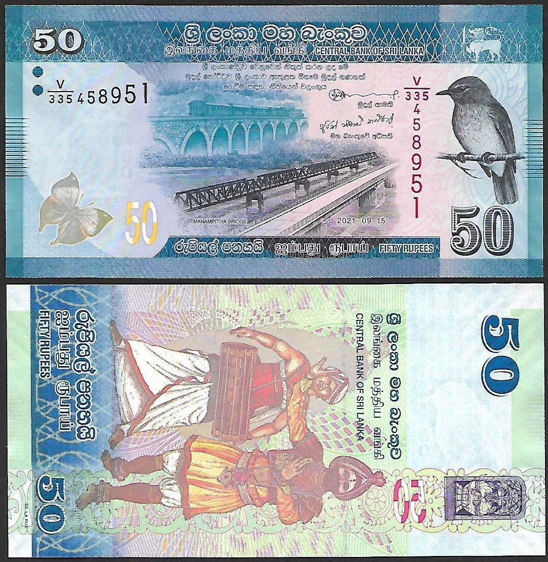 * SRI LANKA 50 rupii 2021 P-124 ** stan UNC ** Ptak