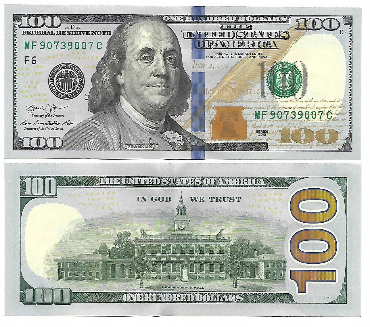 * USA STANY ZJEDNOCZONE 100 dolarów 2013 ** stan UNC **