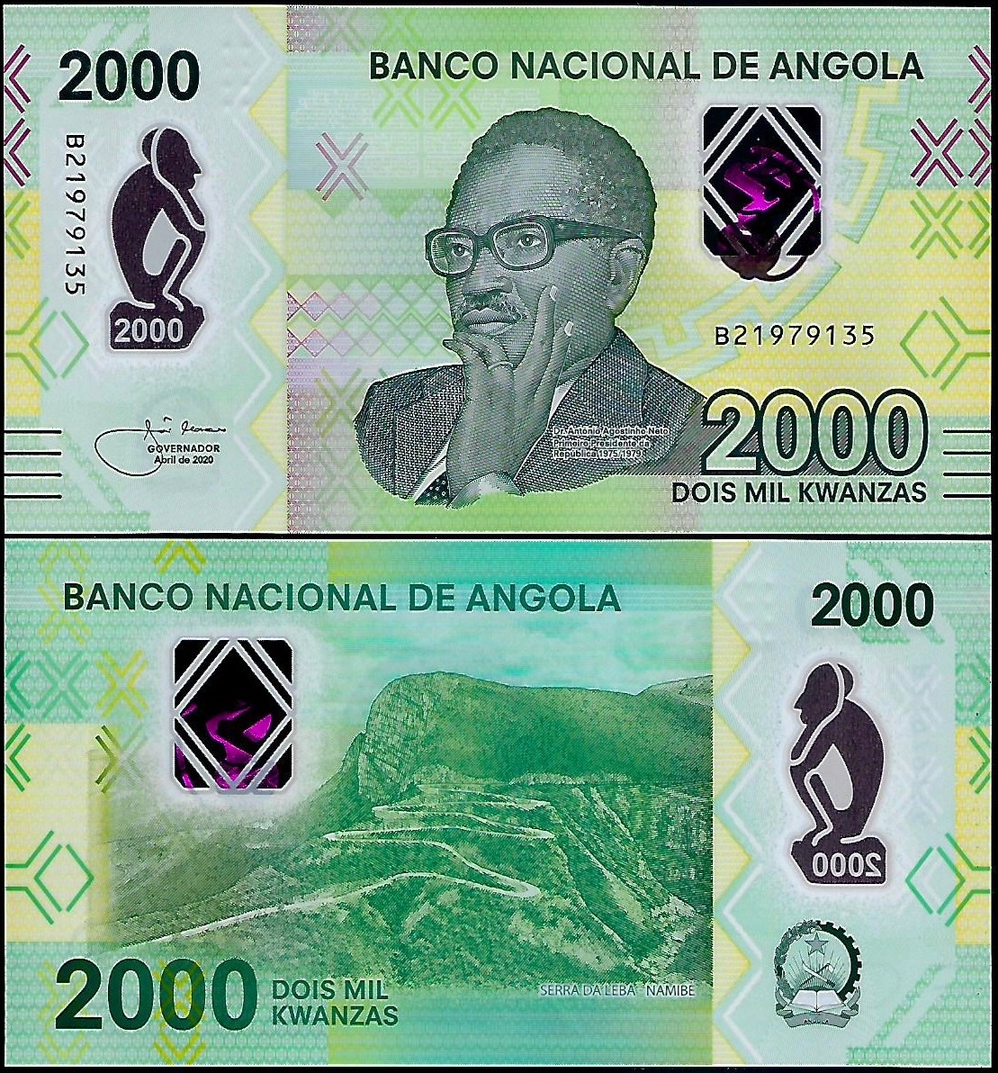 * ANGOLA 2000 kwanzas 2020 P-163 ** stan UNC ** POLIMER *