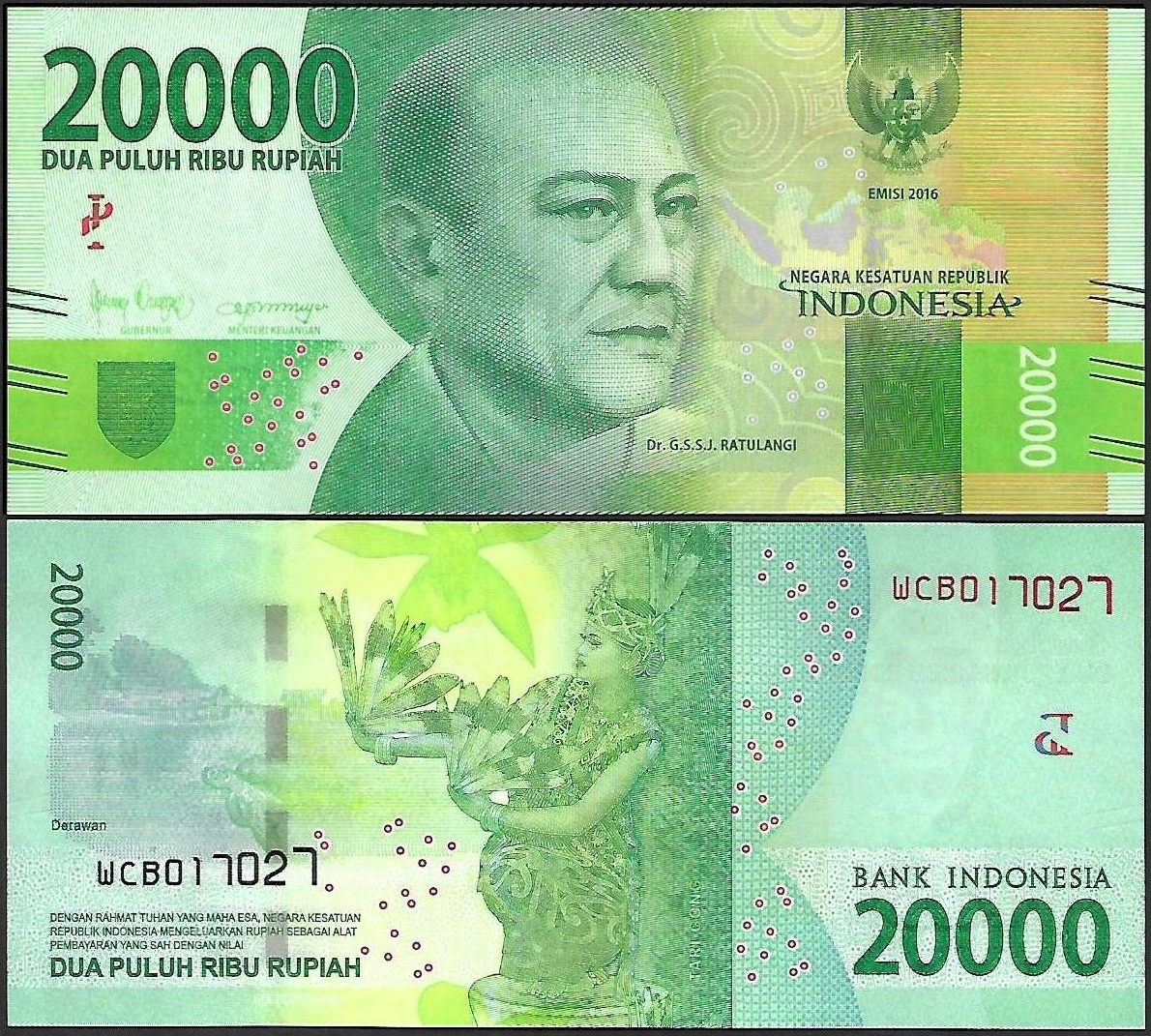 * INDONEZJA 20000 rupii 2016 P-158 ** stan UNC **