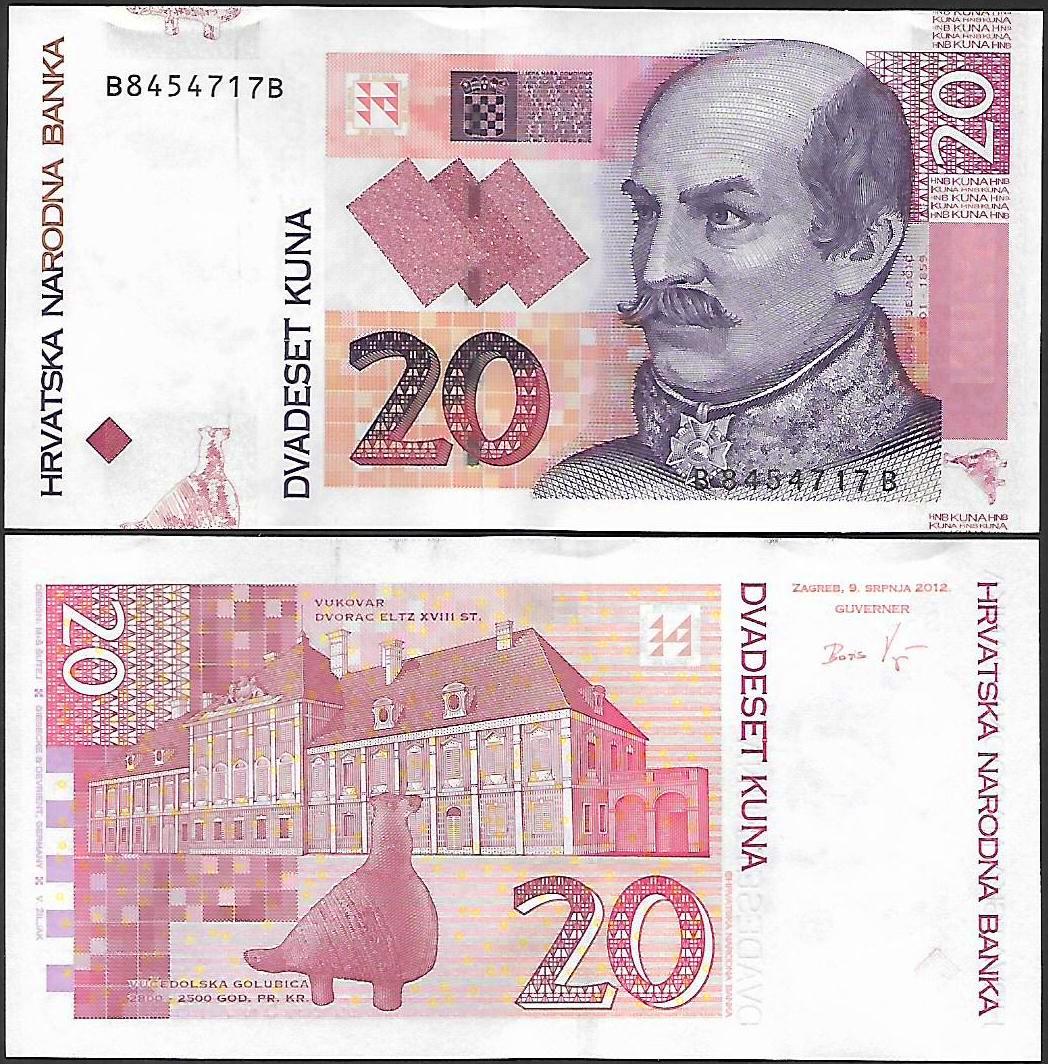 * CHORWACJA 20 kuna 2012 P- 39 b ** stan UNC/aUNC ** zastąpione przez euro