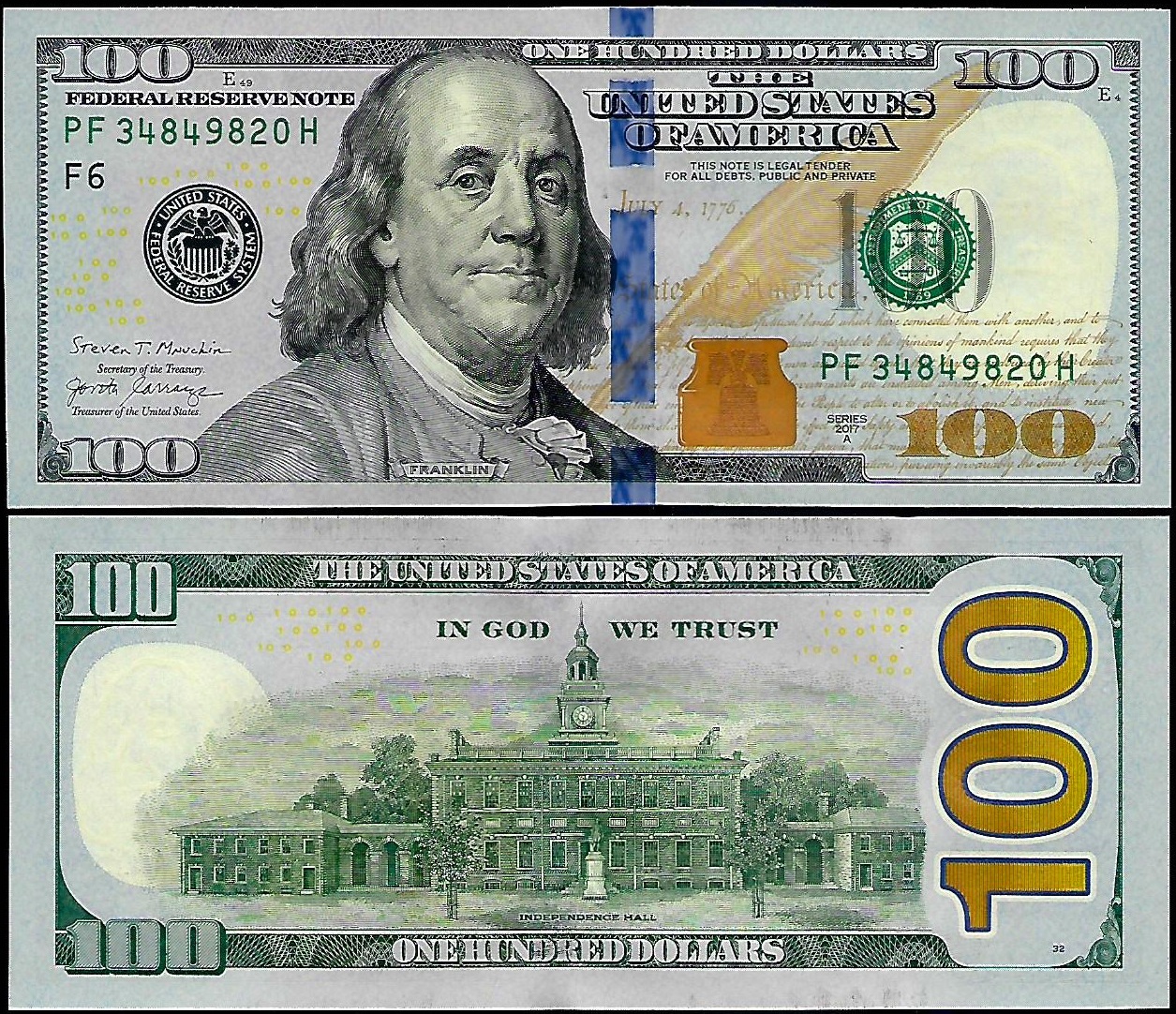 * USA STANY ZJEDNOCZONE 100 dolarów 2017 A ** stan UNC **