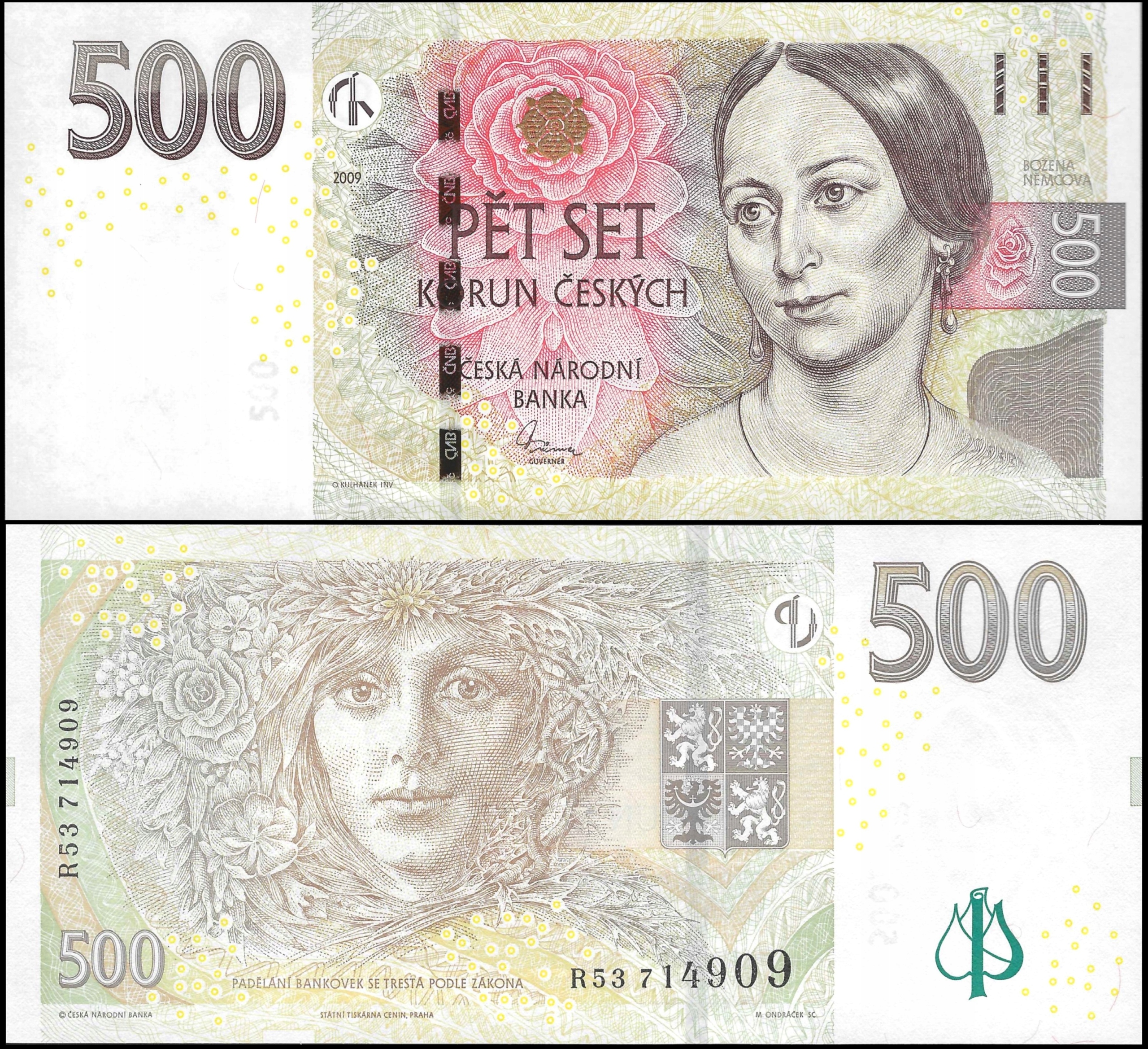 * CZECHY 500 koron 2009 P-24b ** stan UNC **