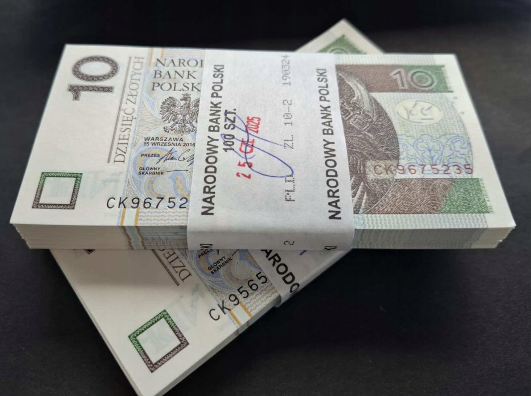 * POLSKA 100 sztuk x 10 złotych 2016 P-183 * UNC * seria CK * paczka