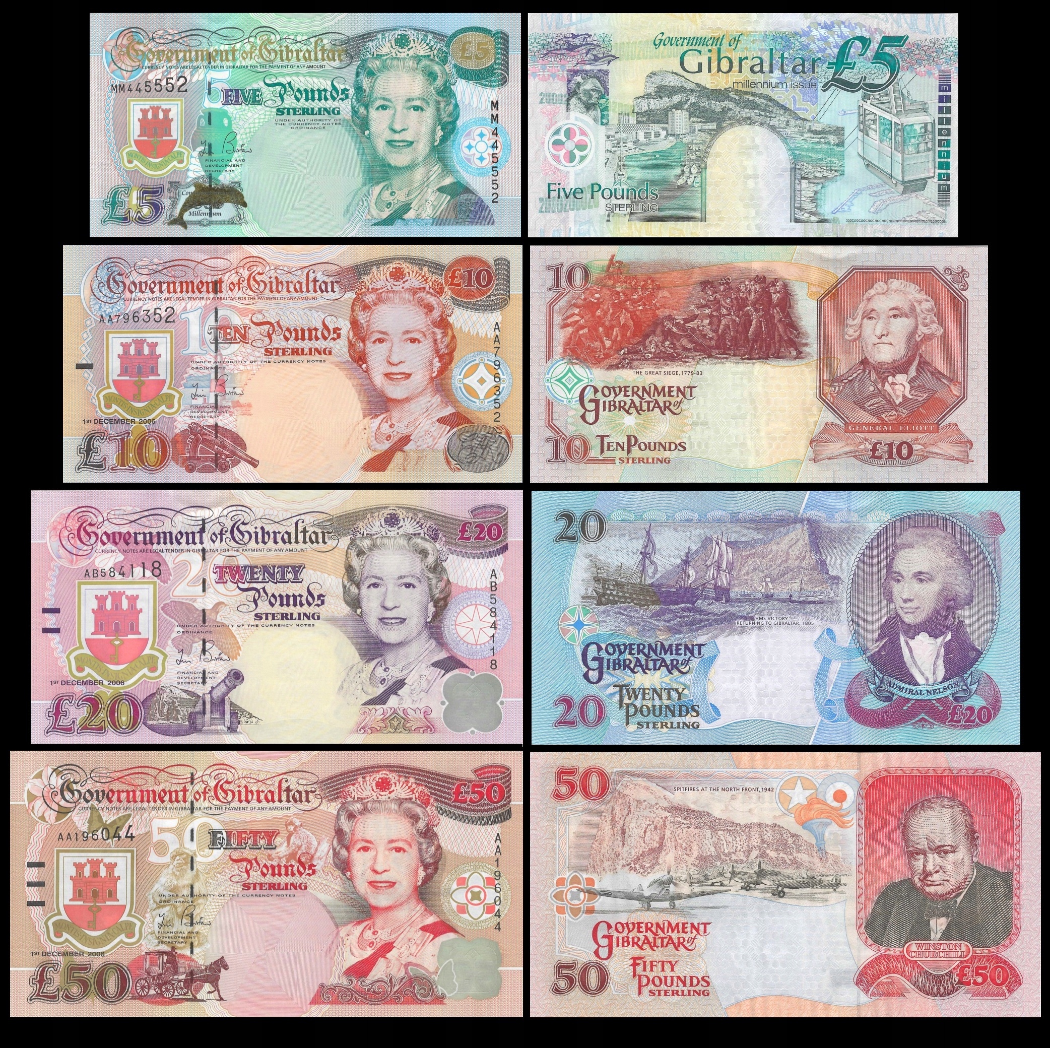 * GIBRALTAR 5 10 20 50 funtów 2000-2006 P- 29 32 33 34 ** UNC ** zestaw