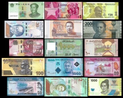 * ZESTAW 15 banknotów świata- Zimbabwe, Chiny, Kenia, Ghana, Liban * UNC *