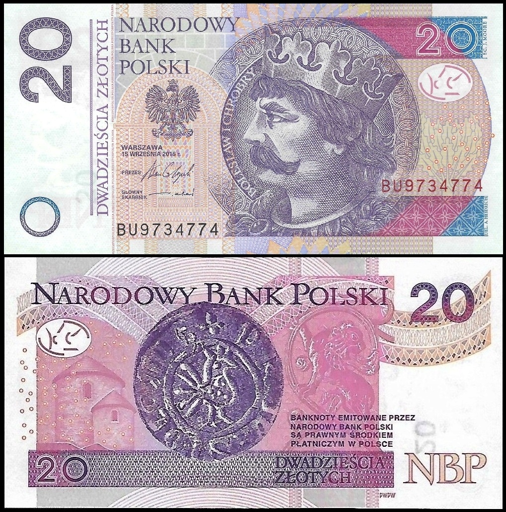 * POLSKA 20 złotych 2016 P-184 ** stan UNC ** seria BU