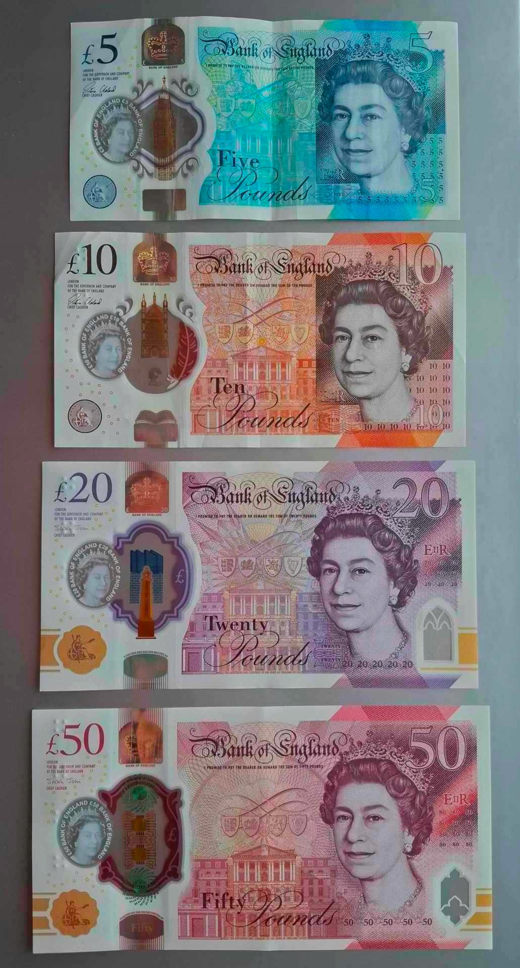 * ZESTAW ANGLIA 5, 10, 20 i 50 funtów Polimer * Seria AA* z obiegu *