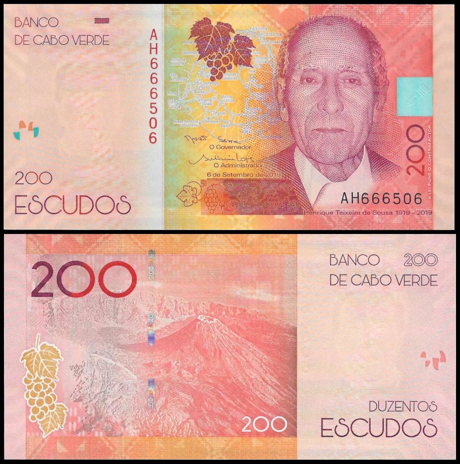 * CABO VERDE / REP. ZIELONEGO PRZYLĄDKA 200 escudos 2019 W-76 * UNC *