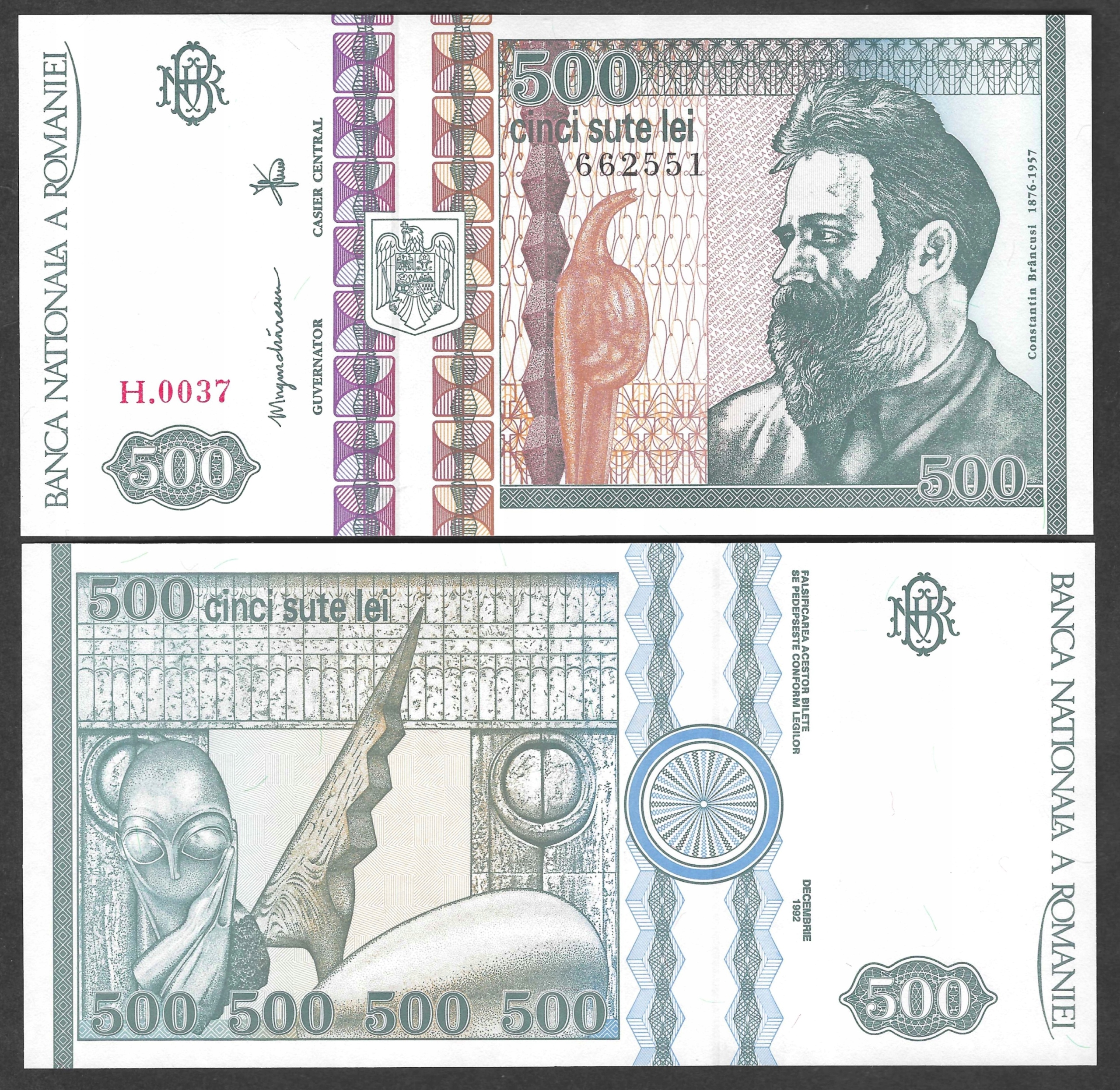 * RUMUNIA 500 lei 1992 P-101** stan UNC **